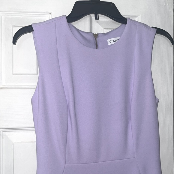 Calvin Klein Opal Lilac Crepe Sheath Lined Sleeveless Dress - Picture 6 of 11
